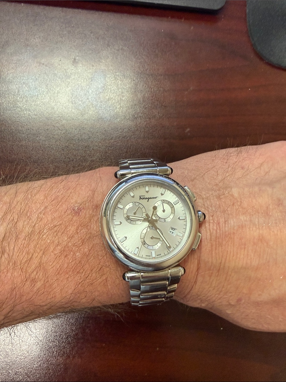Salvatore Ferragamo Silver Stainless Steel Chronograph Bracelet Watch